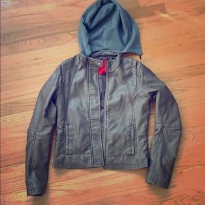 Faux leather moto jacket